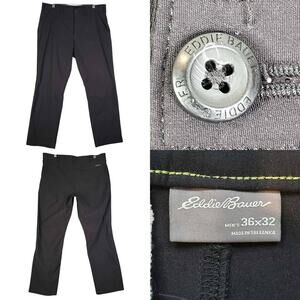 Eddie Bauer Pants Men’s Size 36x32 Black Straight Leg Flat Front Nylon